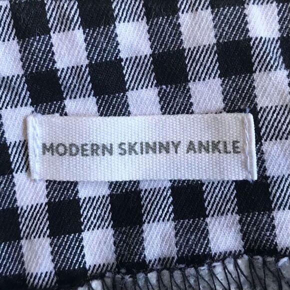 Loft Checkered Modern Skinny Ankle Pant Black White Check Sz 10 - Picture 9 of 11